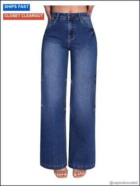 Wide Leg High Waisted Stretchy Denim Trouser Jeans